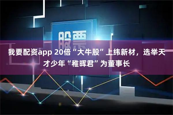 我要配资app 20倍“大牛股”上纬新材，选举天才少年“稚晖君”为董事长
